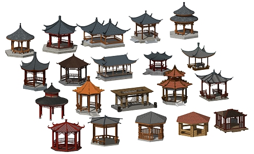 Chinese style pavilion ancient built pavilion 3d model