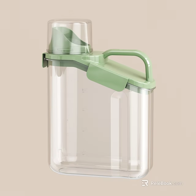 Transparent Kitchen Storage Container With Green Lid And Handle For Food Storage 3d model 