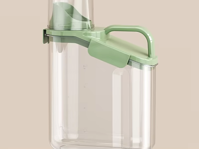 Transparent Kitchen Storage Container With Green Lid And Handle For Food Storage 3d model