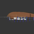 Detailed 3D Model Sailing Ship With Two Masts Open Deck And Metal Rails