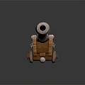 Detailed 3D Model of Vintage Cannon With Wooden Carriage Metal Barrel And Cannonball