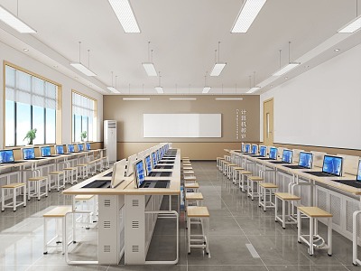 Modern Classroom Computer Classroom 3d model