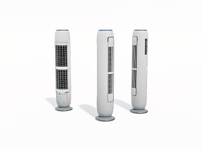 Three White Tower Air Cooler Fans with Modern Design and Stable Base 3d model