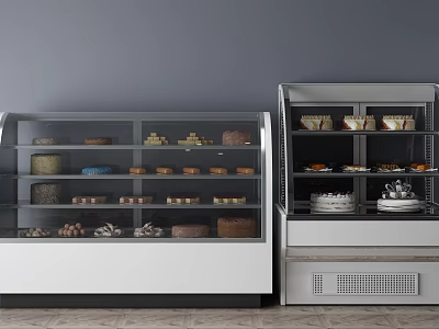 Commercial Bakery Display Cabinets With Glass Doors Storing Cakes Pastries And Desserts 3d model