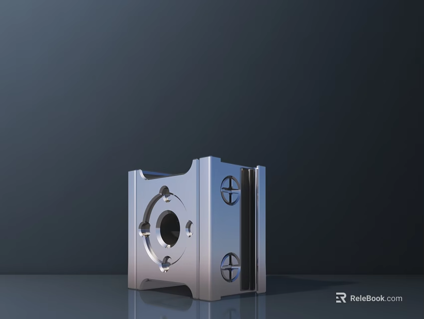 Public Facility Metal Structure Featuring Square Frame Circular Hole And Cross Marks 3d model