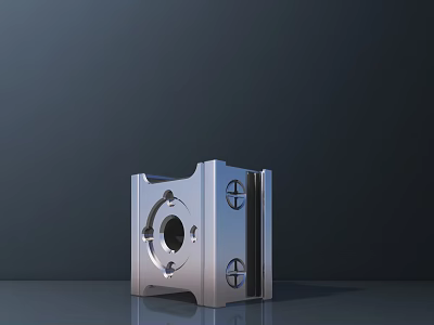 Public Facility Metal Structure Featuring Square Frame Circular Hole And Cross Marks 3d model