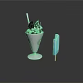 Delicious Ice Cream Cone With Black And White Toppings And Blue Popsicle