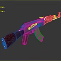 AK Assault Rifle With Red Wooden Stock Grip Black Magazine And Metal Components