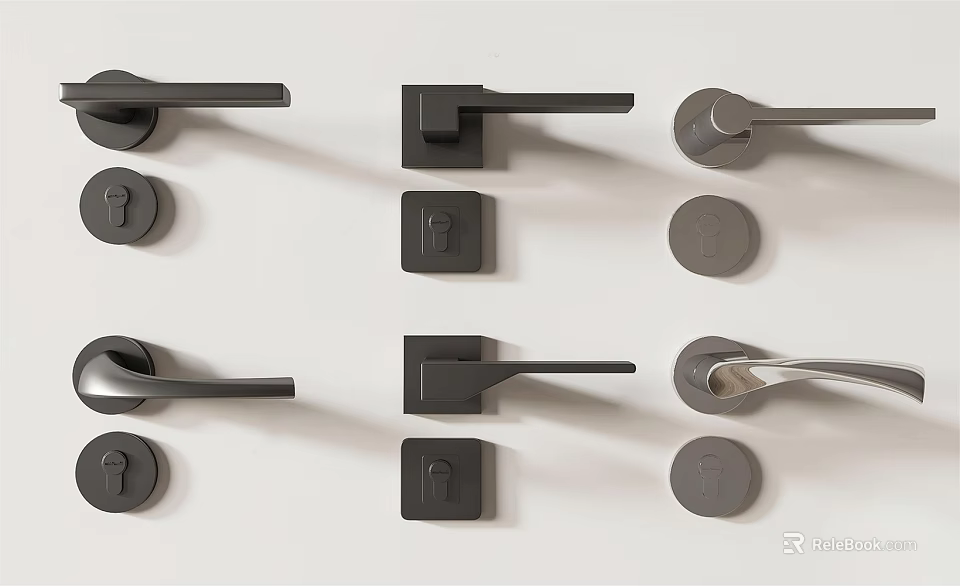Modern Door Handles With Various Stylish Designs And Contemporary Finishes 3d model