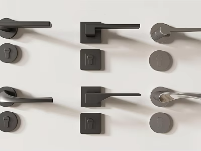 Modern Door Handles With Various Stylish Designs And Contemporary Finishes 3d model