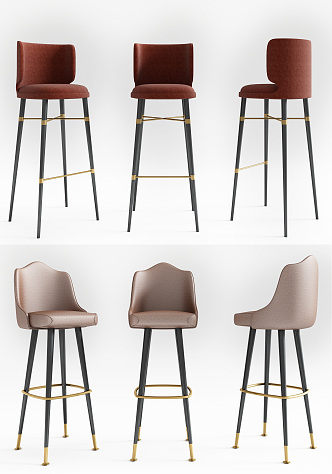 Modern Bar Chair Bar Chair Combination 3d model