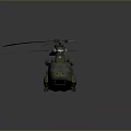 Detailed Green Military Helicopter With Twin Rotors And Camouflage Exterior Design
