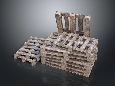 Heavy Duty Stacked Wooden Pallets For Industrial Storage And Transport Equipment 3d model