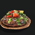 Fresh Vegetable Pizza with Red Peppers Avocado Green Vegetables on Crispy Crust and Savory Sauce