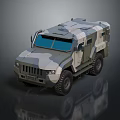 Camouflage Armored Military Vehicle With Off Road Tires And Rugged Design
