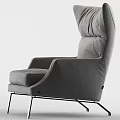 Modern Gray Single Sofa With Plush Padded Backrest Armrests And Metal Legs Design 3d model