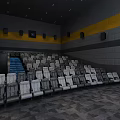 Modern Cinema Interior With Large Projection Screen And Rows Of Comfortable Seats