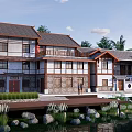 Traditional Rural Self Built House With Wooden Structure And Waterfront Garden