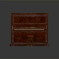 Vintage Red Upright Piano With Ornate Carvings And Matching Stool