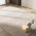 Beige Square Plush Rug with Rabbit Decor Holding Glowing Ball in Cozy Modern Living Space