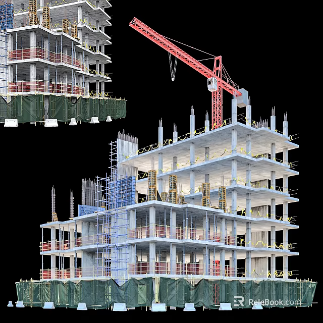 Modern Road Facilities With Street Lamps Traffic Signs And Pedestrian Walkways 3d model 