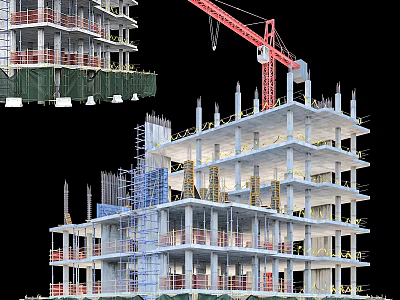 Modern Road Facilities With Street Lamps Traffic Signs And Pedestrian Walkways 3d model