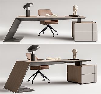 Modern desk chair desk chair combination 3d model