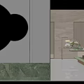Modern Luxury Sales Office Interior Design With Decorative Ornaments Green Plants And Landscape Paintings