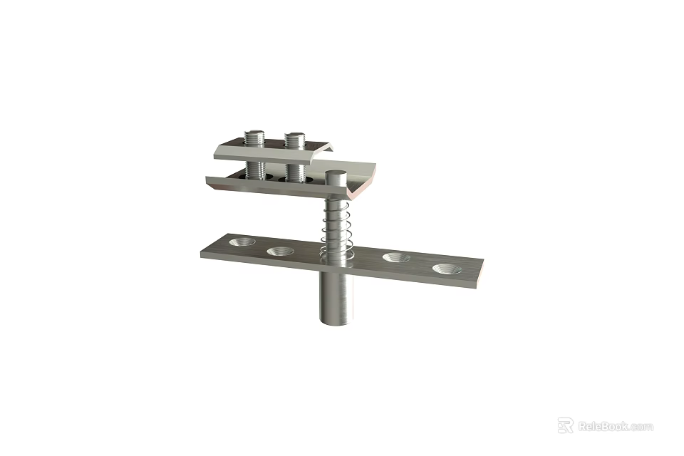 Industrial Equipment Metal Bracket With Bolts Spring And Mounting Plate 3d model 