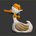 Cute White Toy Duck With Yellow Hat Wings And Orange Beak Design