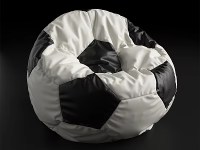 Football Shaped Bean Bag Chair With Black And White Design For Modern Living Room 3d model