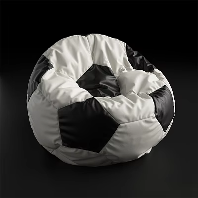Football Shaped Bean Bag Chair With Black And White Design For Modern Living Room 3d model
