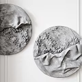 Modern Gray Circular Textured Wall Decor with Natural Patterns for White Wall Interior 3d model
