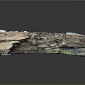 Detailed Rock Layer Scene Construction With Blue Water Gravel And Green Plants