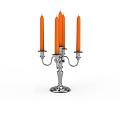 Antique Silver Candelabra With Orange Candles And Classical Multiple Branches Design