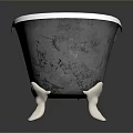 Children Safe Standalone Bathtub with White Interior Black Exterior and Silver Legs
