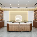 Luxurious Modern Jewelry Store Interior With Wooden Display Cases Glass Counters And Central Showcase