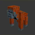 Pixel Style Gorilla Creature With Red Orange Body And Blue Accents