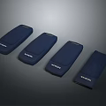 Four Blue Nokia Handheld Devices Arranged In A Row On Dark Background 3d model