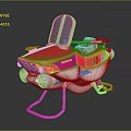 Red Vintage Water Vehicle With Transparent Windshield Brown Cushioned Seat And Chromed Metal Frame