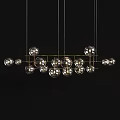 Modern Elegant Chandelier With Multiple Transparent Glass Spheres And Metal Frame