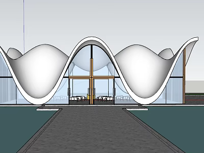 Ancient Traditional Architecture With Curved Roof Wooden Frames And Stone Pathway Entrance 3d model