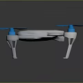 White Drone With Blue Propellers And Modern Four Rotor Structure Design 3d model