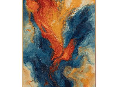 Modern Abstract Wall Art with Red Blue Orange Fluid Color Design for Home Decor 3d model