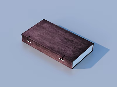 Brown Wooden Household Storage Box with Textured Surface and Metal Clasps 3d model