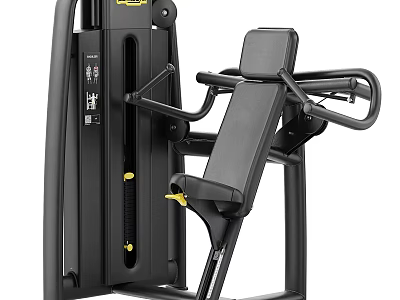 Black Fitness Chest Press Machine With Yellow Accents And Ergonomic Design For Strength Training 3d model