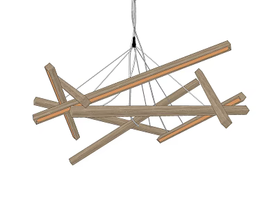 Rustic Modern Wooden Crossed Beam Chandelier For Interior Ceiling Lighting 3d model