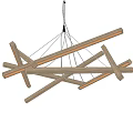 Rustic Modern Wooden Crossed Beam Chandelier For Interior Ceiling Lighting 3d model