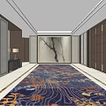 Elevator Hallway With Decorative Carpet Modern Wall Panels And Elegant Ceiling Design 3d model