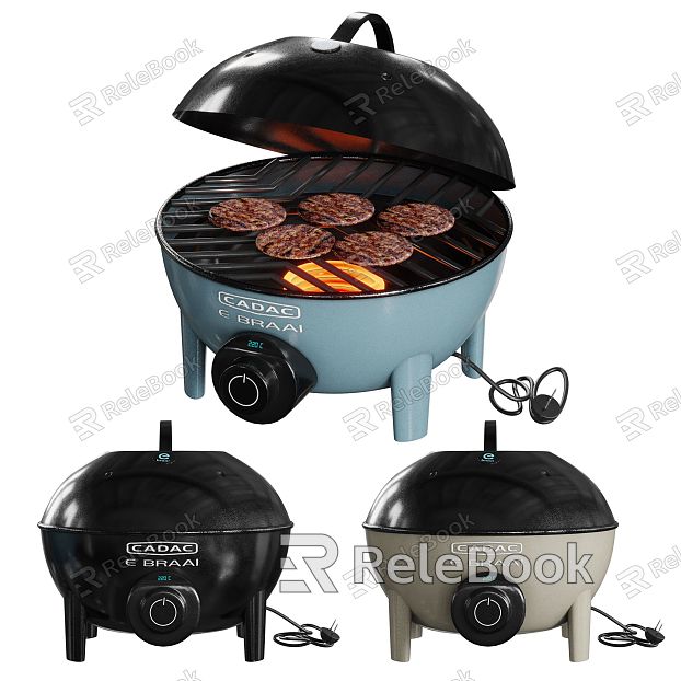 Modern BBQ Grill Electric BBQ Outdoor Cookware BBQ Food Dish Tableware BBQ Oven Meat String Sausage model